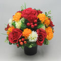 Autumn Artificial flowers memorial grave crempot arrangement Roses Berries