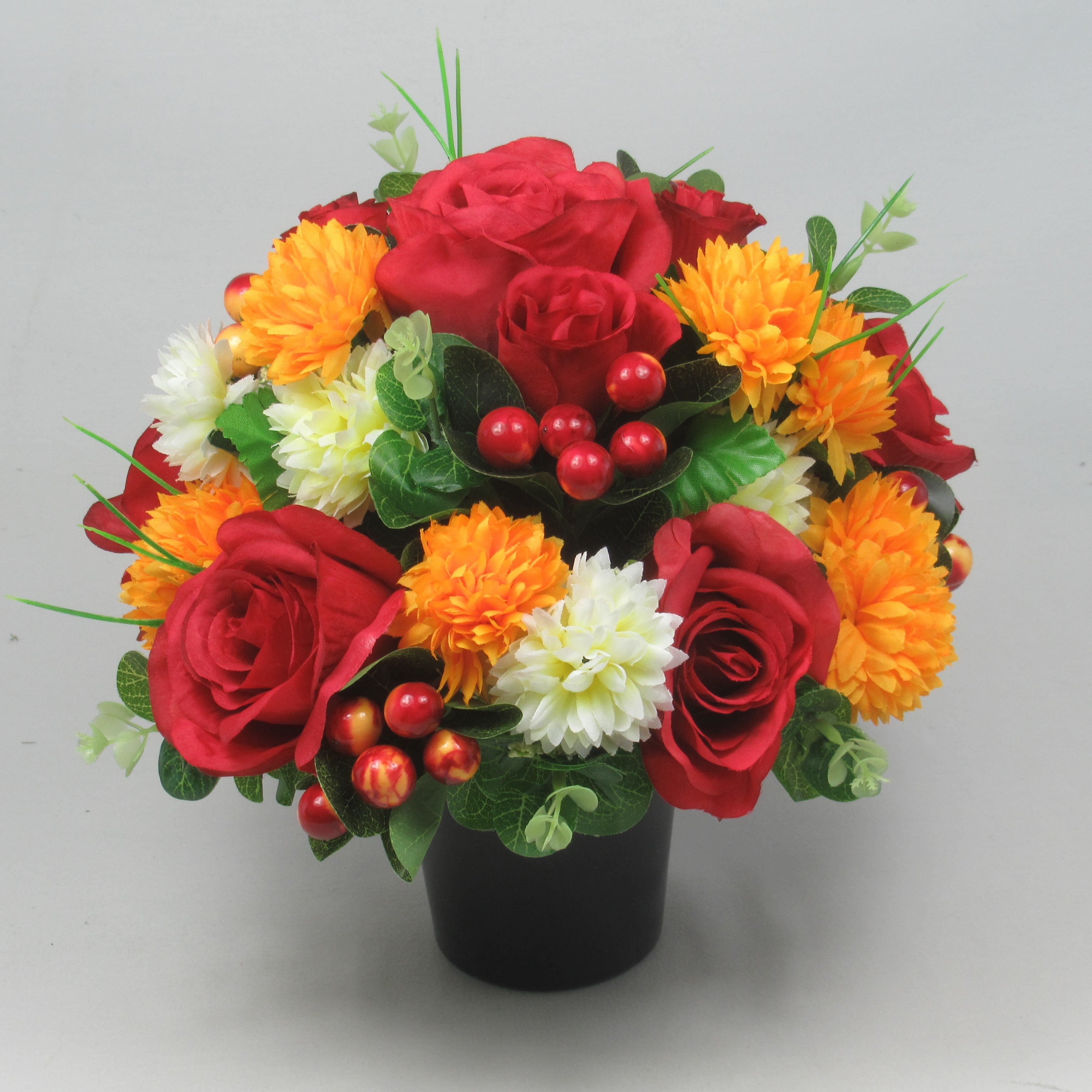 Autumn Artificial flowers memorial grave crempot arrangement Roses Berries