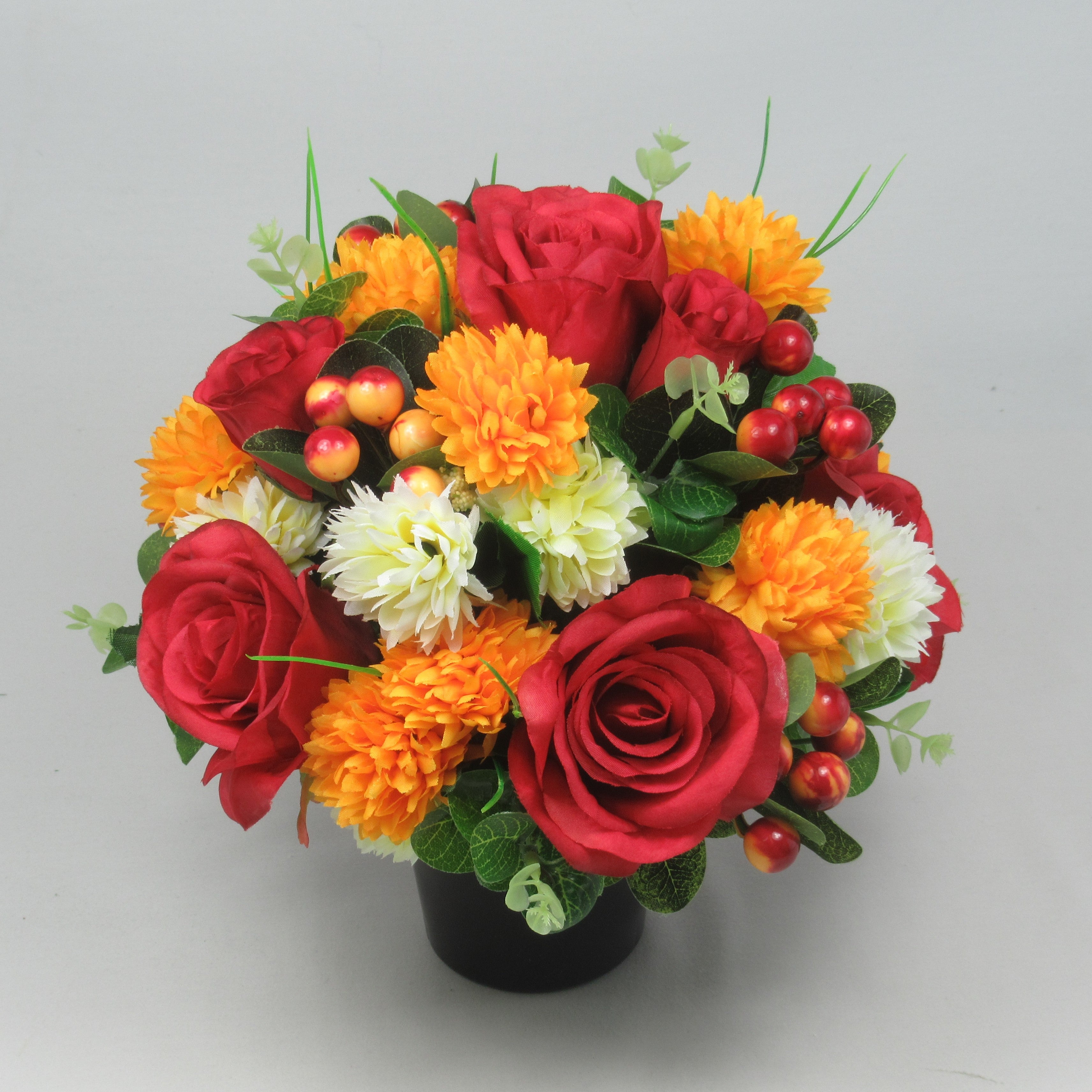 Autumn Artificial flowers memorial grave crempot arrangement Roses Berries