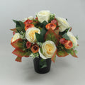 Artificial Silk Flowers Grave/Memorial Arrangement Hand-Made Long Lasting 26cm Terracotta