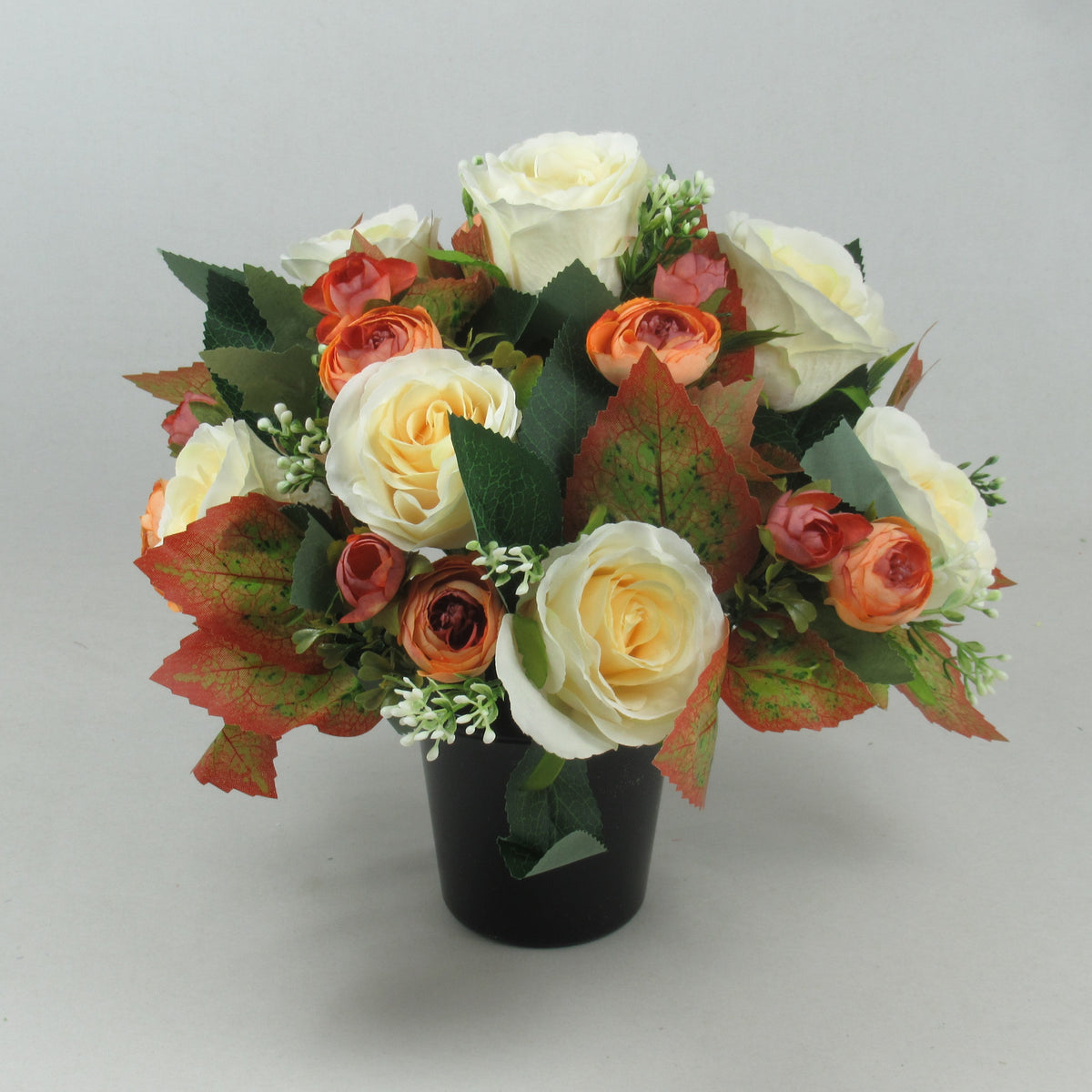 Artificial Silk Flowers Grave/Memorial Arrangement Hand-Made Long Lasting 26cm Terracotta
