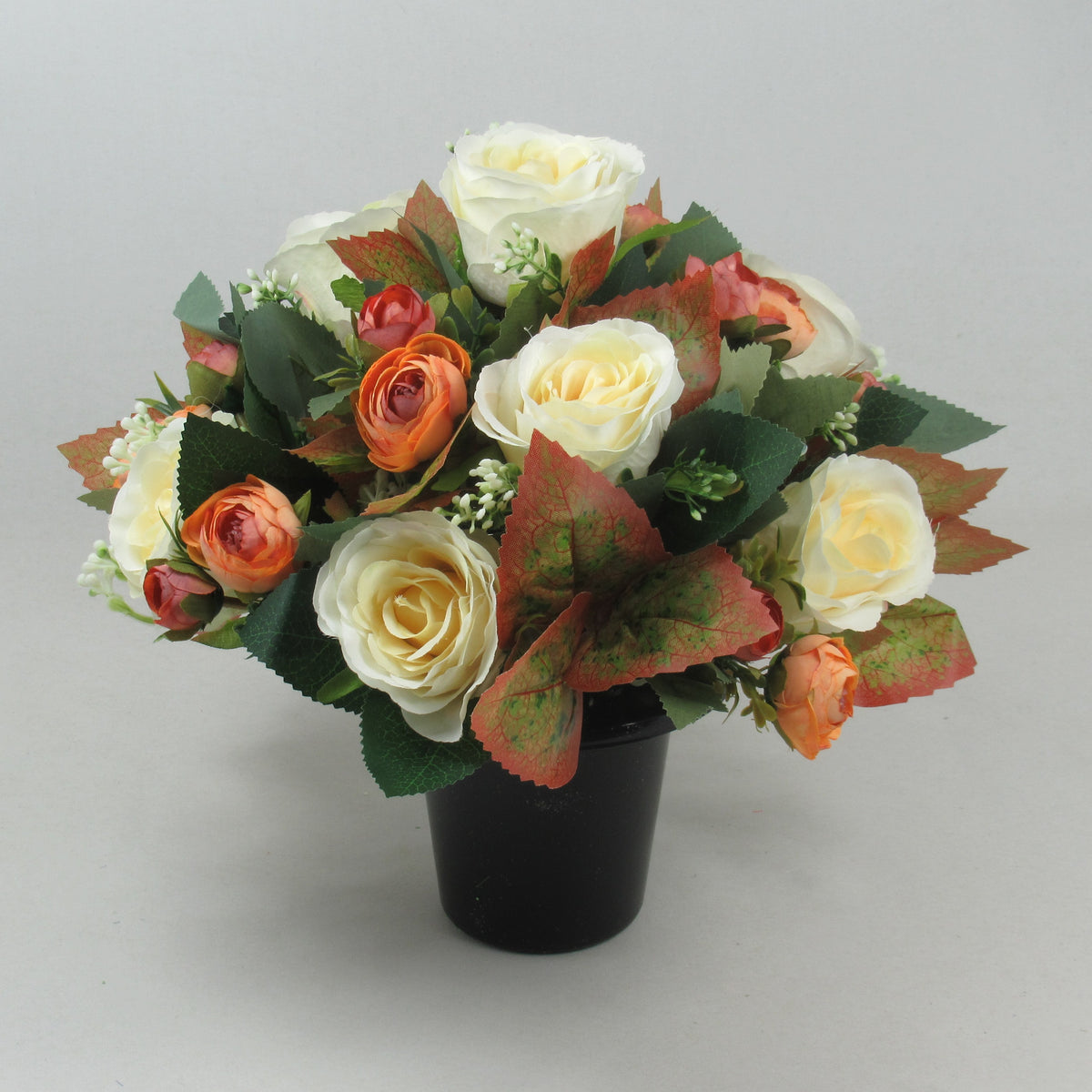 Artificial Silk Flowers Grave/Memorial Arrangement Hand-Made Long Lasting 26cm Terracotta