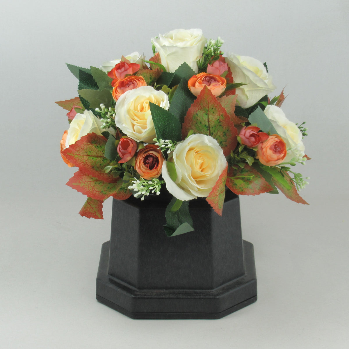 Artificial Silk Flowers Grave/Memorial Arrangement Hand-Made Long Lasting 26cm Terracotta
